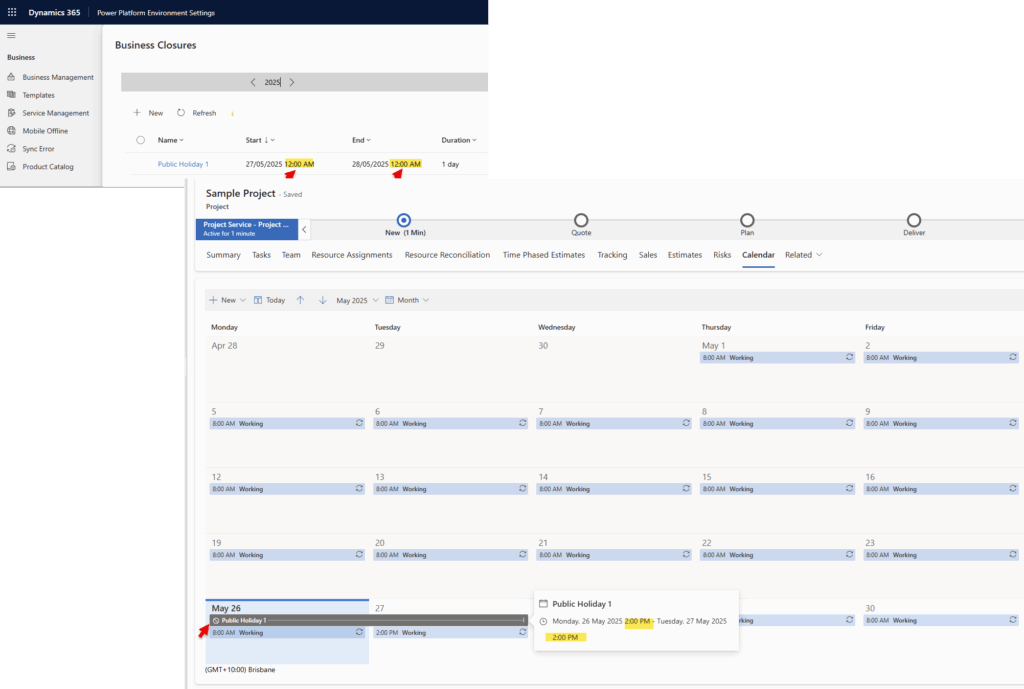 How to work around Business Closure time zone discrepancy? - 365Proz365Proz